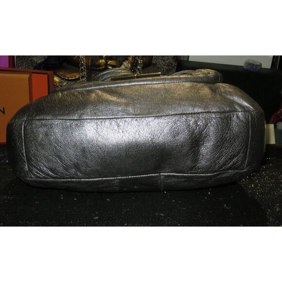 COACH 2011 Kristin Metallic Pewter Leather Front Flap Satchel Hobo Handbag 16814 - Picture 6 of 14